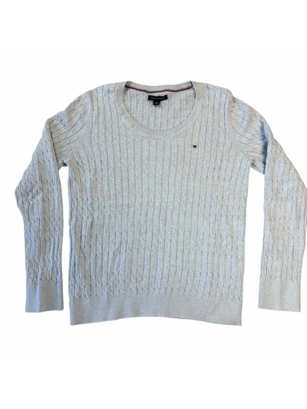 ✅ Tommy Hilfiger Light Baby Light Blue Cable Knit Pullover size M